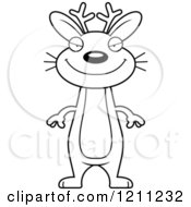 Cartoon Of A Black And White Sly Slim Jackalope Royalty Free Vector Clipart