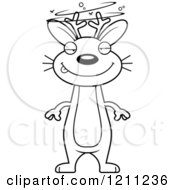Cartoon Of A Black And White Drunk Slim Jackalope Royalty Free Vector Clipart