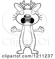 Cartoon Of A Black And White Drunk Slim Jackalope Royalty Free Vector Clipart
