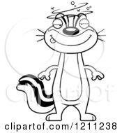 Cartoon Of A Black And White Slim Drunk Chipmunk Royalty Free Vector Clipart