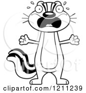 Cartoon Of A Black And White Slim Scared Chipmunk Royalty Free Vector Clipart