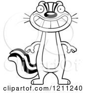Cartoon Of A Black And White Grinning Slim Chipmunk Royalty Free Vector Clipart