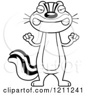 Cartoon Of A Black And White Mad Slim Chipmunk Royalty Free Vector Clipart