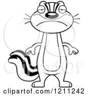 Cartoon Of A Black And White Depressed Slim Chipmunk Royalty Free Vector Clipart