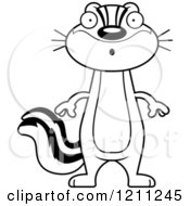 Cartoon Of A Black And White Surprised Slim Chipmunk Royalty Free Vector Clipart