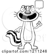 Cartoon Of A Black And White Talking Slim Chipmunk Royalty Free Vector Clipart