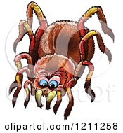 Cartoon Of A Biting Spider Royalty Free Vector Clipart