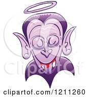 Cartoon Of A Dracula Vampire With A Halo And Bloody Fangs Royalty Free Vector Clipart by Zooco