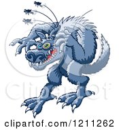 Cartoon Of A Werewolf Scratching At Fleas Royalty Free Vector Clipart