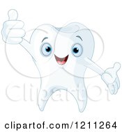 Cartoon Of A Cute Happy Tooth Holding A Thumb Up Royalty Free Vector Clipart