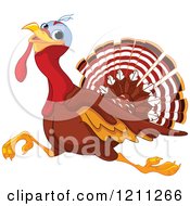 Cartoon Of A Cute Turkey Bird Running Royalty Free Vector Clipart