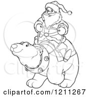 Poster, Art Print Of Outlined Santa Riding A Polar Bear