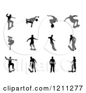 Poster, Art Print Of Black Silhouetted Skateboarders 2