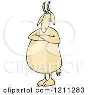 Cartoon Of A Mad Goat Stnading With Folded Arms Royalty Free Vector Clipart
