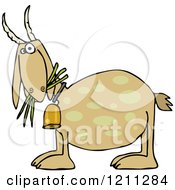 Poster, Art Print Of Tan Goat Eating Grass And Wearing A Bell