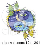 Cartoon Of A Halloween Or Pisces Fish Yin And Yang Royalty Free Vector Clipart