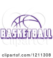 Clipart Of A Purple Ball With BASKETBALL Text Royalty Free Vector Illustration
