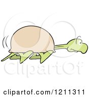 Cartoon Of A Slow Tortoise Stretching His Neck And Walking Royalty Free Vector Clipart