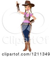 Poster, Art Print Of Friendly Cowgirl Waving