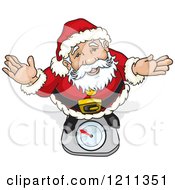 Santa Shrugging And Looking Up While Standing On A Scale