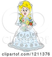 Poster, Art Print Of Beautiful Blond Bride With Her Bouquet