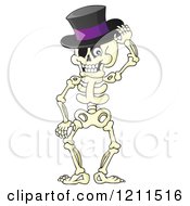 Poster, Art Print Of Happy Halloween Skeleton Wearing A Top Hat