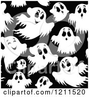 Cartoon Of A Seamless Black And White Halloween Ghost Pattern Royalty Free Vector Clipart