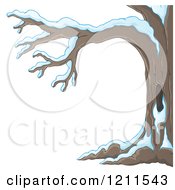Cartoon Of A Winter Tree Flocked In Snow Royalty Free Vector Clipart