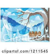 Poster, Art Print Of Winter Tree And Snow With Houses And A Path