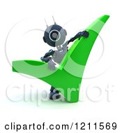 Poster, Art Print Of 3d Blue Android Robot With A Green Check Mark