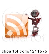 3d Red Android Robot With An Rss Feed Icon