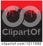 Poster, Art Print Of Red Blood Dripping Down On Scratched Black With Copyspace