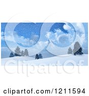 3d Hill Tops With Evergreen Trees In The Snow