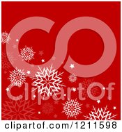 Poster, Art Print Of Red Christmas Background With White And Faint Snowflakes