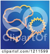 Poster, Art Print Of Orange Speech And Thought Bubbles On Blue