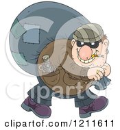 Poster, Art Print Of House Robber Smoking A Cigarette And Carrying A Sack Over His Shoulder While Looking Back
