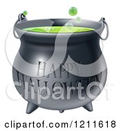 Poster, Art Print Of Bubbly Witch Cauldron With Happy Halloween Text