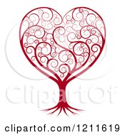 Red Heart Tree With Swirls