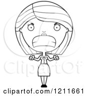 Cartoon Of A Black And White Mad Business Woman Waving Her Fists Royalty Free Vector Clipart
