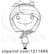 Cartoon Of A Black And White Drunk Business Woman Holding Up A Finger Royalty Free Vector Clipart