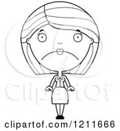 Cartoon Of A Black And White Depressed Business Woman Royalty Free Vector Clipart