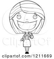 Cartoon Of A Black And White Happy Business Woman Holding A Thumb Up Royalty Free Vector Clipart