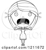 Cartoon Of A Black And White Scared Woman Screaming Royalty Free Vector Clipart