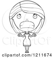 Cartoon Of A Black And White Mad Woman Waving Her Fists Royalty Free Vector Clipart