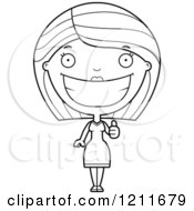 Cartoon Of A Black And White Happy Woman Holding A Thumb Up Royalty Free Vector Clipart