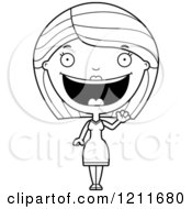 Cartoon Of A Black And White Happy Woman Waving Royalty Free Vector Clipart