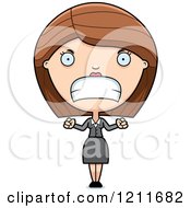 Cartoon Of A Mad Business Woman Waving Her Fists Royalty Free Vector Clipart