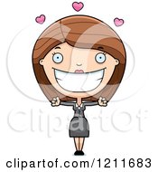Cartoon Of A Loving Business Woman Wanting A Hug Royalty Free Vector Clipart by Cory Thoman