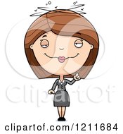 Cartoon Of A Drunk Business Woman Holding Up A Finger Royalty Free Vector Clipart