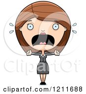 Cartoon Of A Scared Business Woman Screaming Royalty Free Vector Clipart